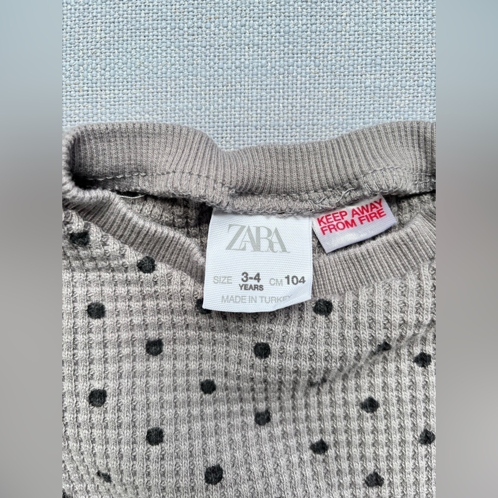 Zara kids girls PREMIUM WAFFLE-KNIT SET. Grey and Black, Size 3-4T - Picture 3 of 3